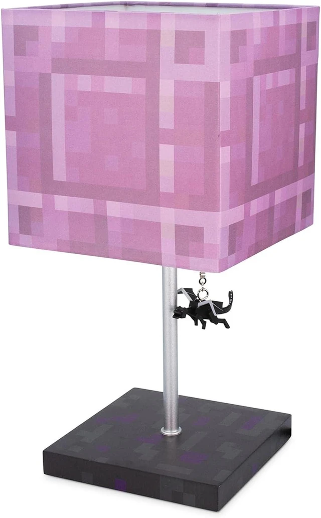 Alt view image 7 of 12 - Minecraft Nether Portal Desk Lamp with Ender Dragon Pull | Nightstand Table Lamp with LED Mood Light for Bedroom, Desk, Living Room, Playroom | Home Decor Kids Room Essentials | Video Game Gifts