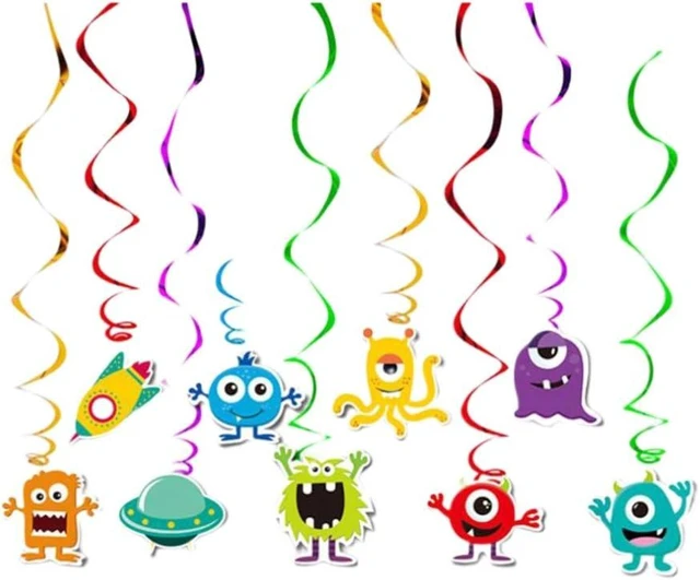 Alt view image 8 of 14 - Amosfun 18PCS Useful Cartoon Monster Creative Colorful Cute Spiral Pendants Ceiling Swirl Party Supplies Spiral Streamers for Festival Decorations Birthday Party
