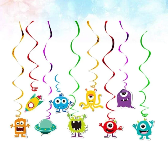Alt view image 11 of 14 - Amosfun 18PCS Useful Cartoon Monster Creative Colorful Cute Spiral Pendants Ceiling Swirl Party Supplies Spiral Streamers for Festival Decorations Birthday Party