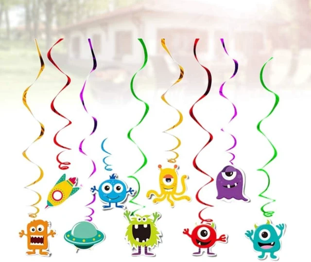Alt view image 12 of 14 - Amosfun 18PCS Useful Cartoon Monster Creative Colorful Cute Spiral Pendants Ceiling Swirl Party Supplies Spiral Streamers for Festival Decorations Birthday Party