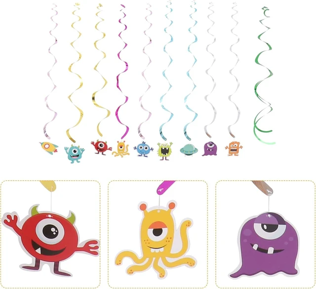 Alt view image 10 of 14 - Amosfun 18PCS Useful Cartoon Monster Creative Colorful Cute Spiral Pendants Ceiling Swirl Party Supplies Spiral Streamers for Festival Decorations Birthday Party