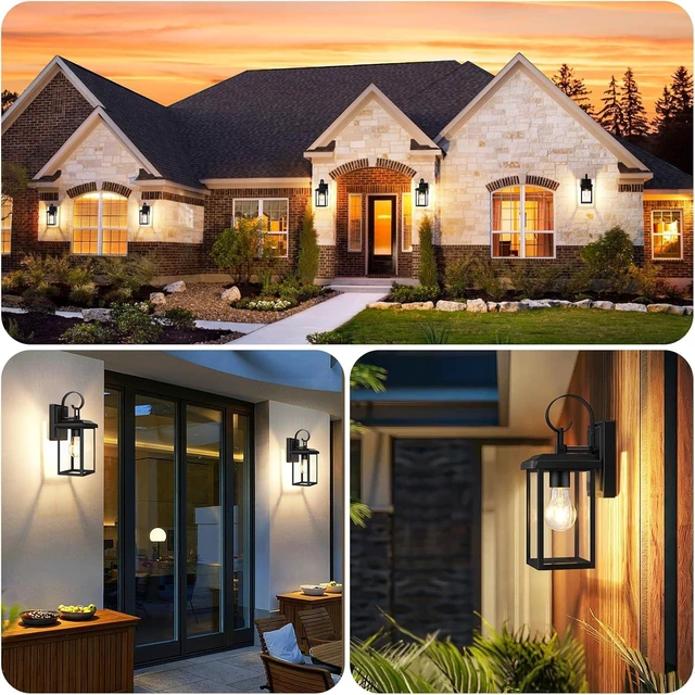 Alt view image 12 of 14 - BesLowe 2-Pack Outdoor Wall Light Fixtures, Exterior Lighting Fixtures Wall Mount, Waterproof Porch Lights Outdoor Wall Sconces Lanterns, Modern Outside Lights for House Front Door Garage, Black