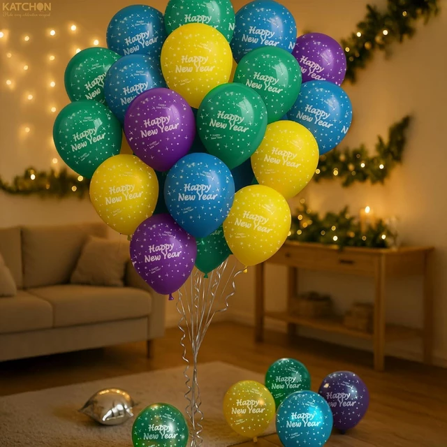 Alt view image 13 of 14 - KatchOn, Multicolor Happy New Year Balloons Set - Pack of 60 | Happy New Year Balloons 2026 | NYE Balloon | New Years Eve Party Supplies 2026 | Happy New Years Decorations 2026 | NYE Decorations