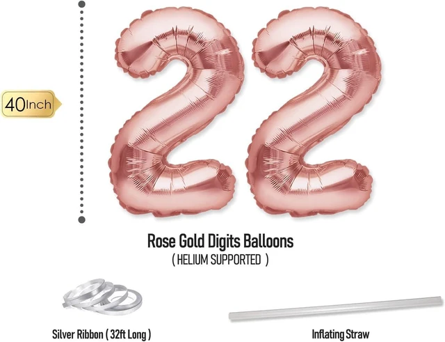 Alt view image 14 of 14 - PartyForever 22nd Birthday Decorations for Women and Girls Rose Gold with Birthday Banner and Digit Balloons Including Text Balloon Letters Party Supplies for Her
