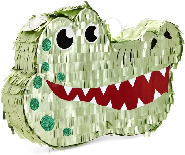 Alt view image 8 of 14 - BLUE PANDA Alligator Pinata - Small Green 16.5 x 11.5 x 3 In - Pinata for Kids Safari, Animal Party Decor & Alligator Party Supplies
