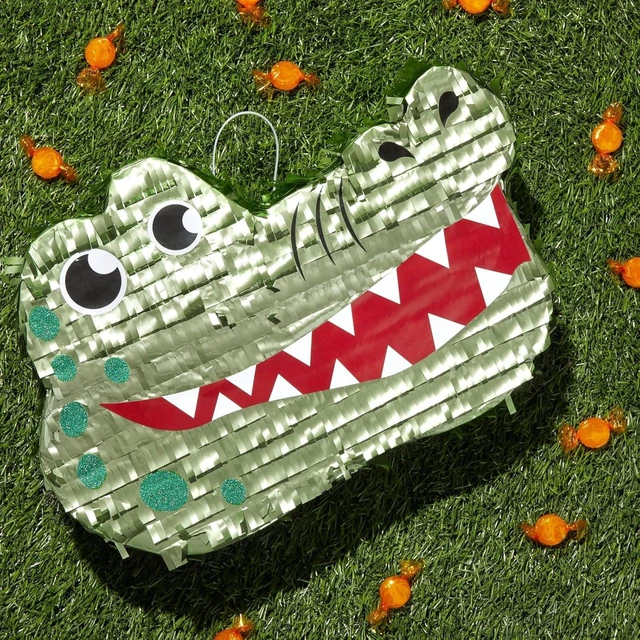 Alt view image 10 of 14 - BLUE PANDA Alligator Pinata - Small Green 16.5 x 11.5 x 3 In - Pinata for Kids Safari, Animal Party Decor & Alligator Party Supplies