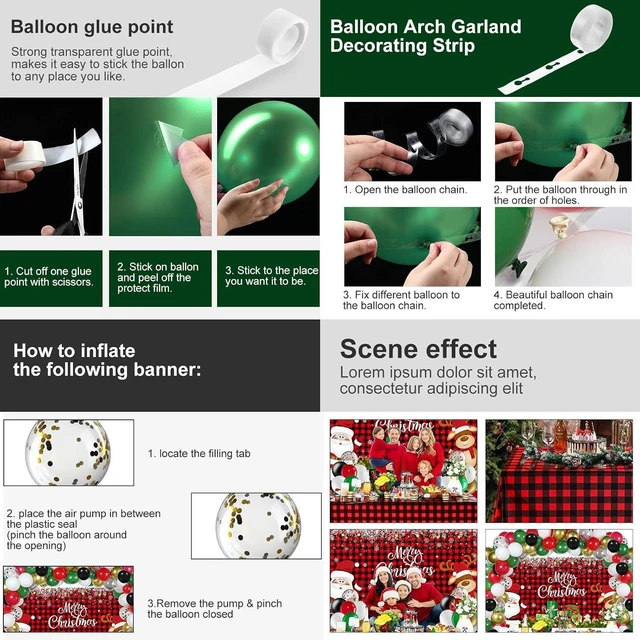 Alt view image 10 of 12 - Christmas Party Decorations Set Includes Christmas Santa Claus Snowflakes Backdrop Table Covers Multi Color Balloons Foil Santa Claus and Deer Balloons for Xmas Party Supplies Favors (Plaid Style)