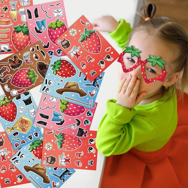 Alt view image 13 of 14 - WHALEISLAND Strawberry Party Favor Sweet Berry gift bag Stickers Stampers Keychain Paper Straws Gift Rewards for Kids Girls Birthday Supplies