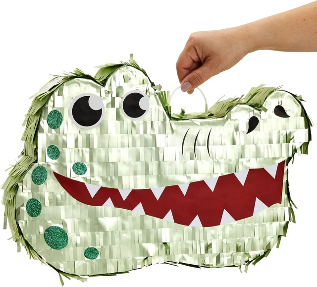 Alt view image 12 of 14 - BLUE PANDA Alligator Pinata - Small Green 16.5 x 11.5 x 3 In - Pinata for Kids Safari, Animal Party Decor & Alligator Party Supplies