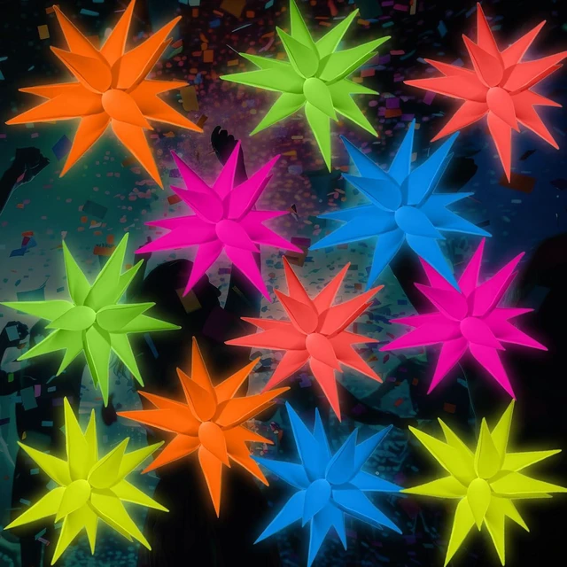 Alt view image 7 of 12 - 12 Pcs Explosion Glow in The Dark Neon Balloons Foil Birthday Party Decorations for Graduation Wedding Anniversary Back to 80s 90s Disco Hip Hop, Fiesta, Let's Glow Rock Roll Party Supplies