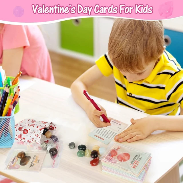 Alt view image 10 of 12 - Gifts for Kids - 28 Pack Exchange Cards & Natural Gemstone Crystals Rocks Minerals Bulk,Cards for Boys Girls Classroom Party Favors