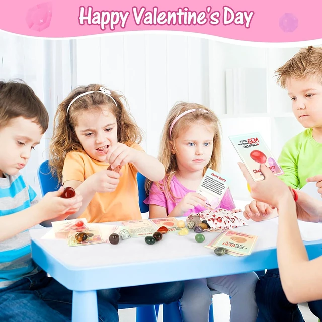 Alt view image 12 of 12 - Gifts for Kids - 28 Pack Exchange Cards & Natural Gemstone Crystals Rocks Minerals Bulk,Cards for Boys Girls Classroom Party Favors