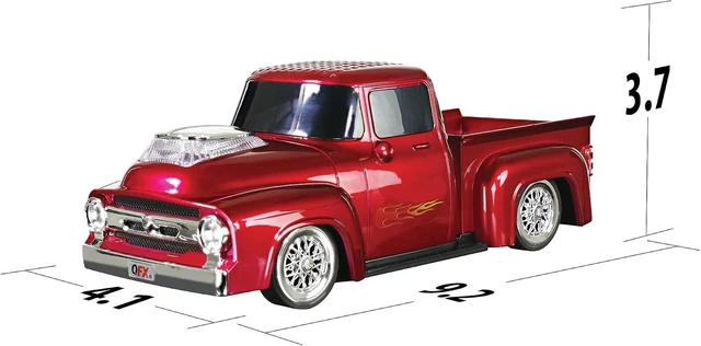 Alt view image 10 of 14 - QFX Bluetooth 1956 Pickup Truck Replica Speaker, 3-inch Speakers, Hands Free Link, Built-in Microphone, FM Radio and LED Party Lights, Red - BT-1956 RD