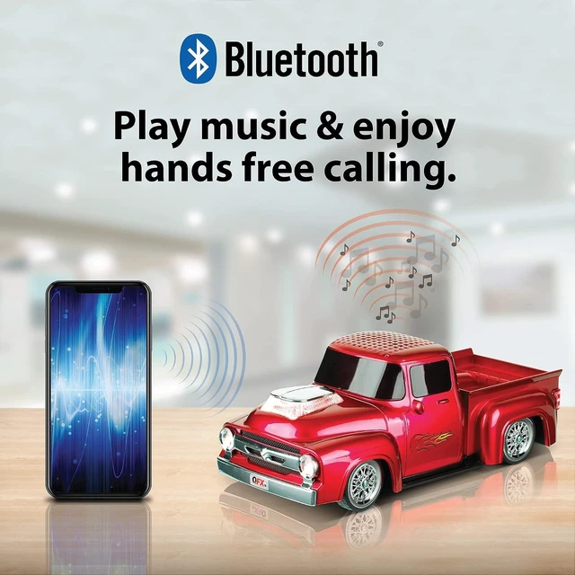 Alt view image 13 of 14 - QFX Bluetooth 1956 Pickup Truck Replica Speaker, 3-inch Speakers, Hands Free Link, Built-in Microphone, FM Radio and LED Party Lights, Red - BT-1956 RD