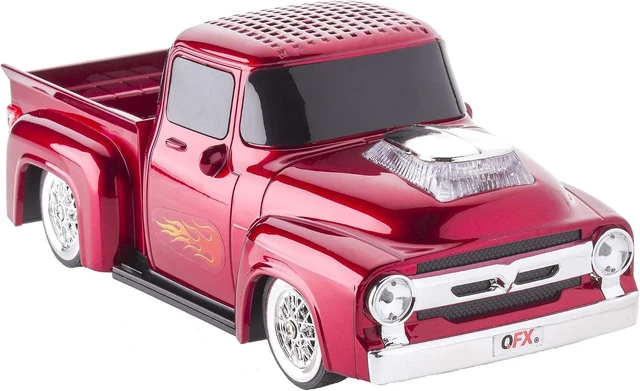 Alt view image 8 of 14 - QFX Bluetooth 1956 Pickup Truck Replica Speaker, 3-inch Speakers, Hands Free Link, Built-in Microphone, FM Radio and LED Party Lights, Red - BT-1956 RD