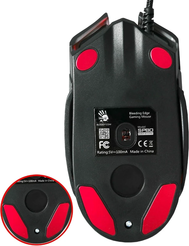 Alt view image 11 of 12 - Bloody SP80 Optical Switch Gaming Mouse - Fastest Mouse Switch in Gaming - Enthusiast Grade Gaming Sensor - 8 Programmable Buttons - Non-Slip Rubberized Texture - Black - 16,000 FPS