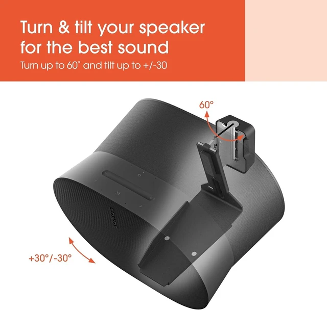 Alt view image 9 of 12 - Vogel's SWM 4131 Speaker wall Bracket for Sonos ERA 300, Max. 11 lbs (5 kg), Tiltable -30º/+30º, Swivels up to 60º (Left/Right), Black, 1 Bracket