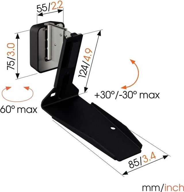 Alt view image 11 of 12 - Vogel's SWM 4131 Speaker wall Bracket for Sonos ERA 300, Max. 11 lbs (5 kg), Tiltable -30º/+30º, Swivels up to 60º (Left/Right), Black, 1 Bracket