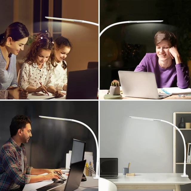 Alt view image 12 of 12 - YOUKOYI LED Desk Lamp with Clamp,Flexible Gooseneck Architect Table Lamp - 5 Brightness Levels & 4 Color Modes, Touch Control, Eye-Care 10W Desk Light for Home/Office/Reading/Work(White)