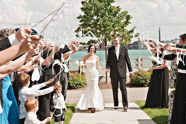 Alt view image 8 of 12 - Kingsnow 50PCS Ribbon Wands with Triple Ribbon and Silver Bell Party Wand Party Favors Streamers Ribbon Sticks Magic Fairy Wands for Wedding Decors