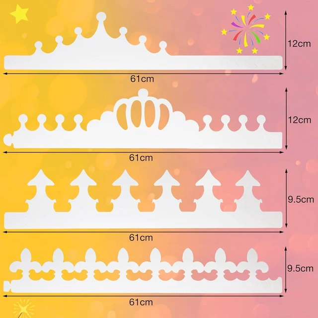 Alt view image 8 of 12 - Thenshop 120 Pcs White DIY Paper Crowns for Kids to Decorate Blank Birthday Party Decoration Crowns for Kids Princess Queen(Stylish Style)