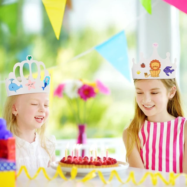 Alt view image 12 of 12 - Thenshop 120 Pcs White DIY Paper Crowns for Kids to Decorate Blank Birthday Party Decoration Crowns for Kids Princess Queen(Stylish Style)