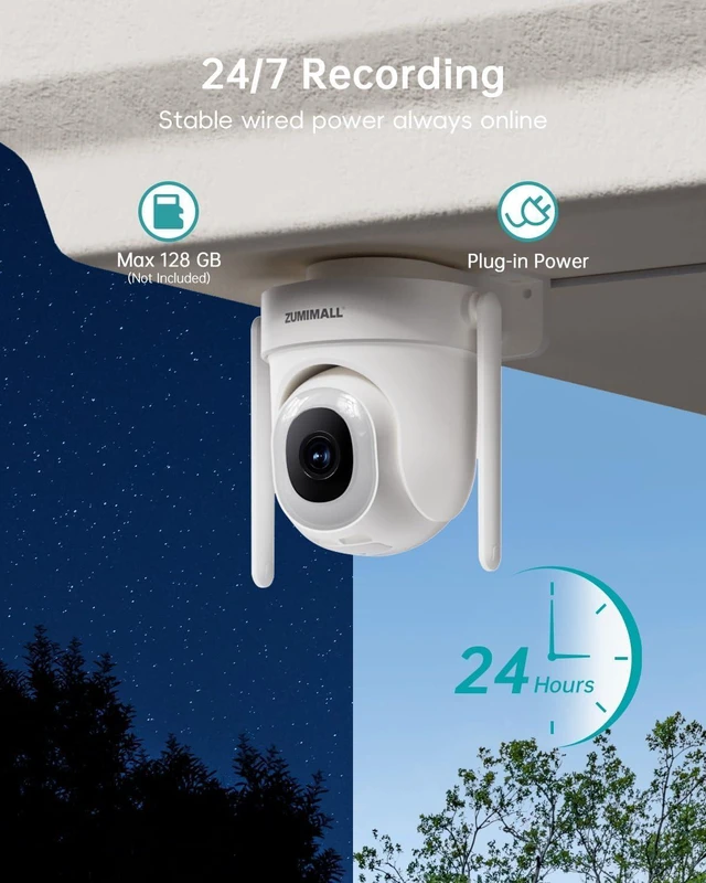 Alt view image 12 of 14 - ZUMIMALL 2.5K Wired Cameras for Home Security, 2.4G/5G WiFi Outdoor Camera, 5MP, 24/7 Recording, AI Motion Detection,Cloud & SD Card Storage, 2-Way Audio, 360° PTZ Auto Tracking, Alexa Compatible