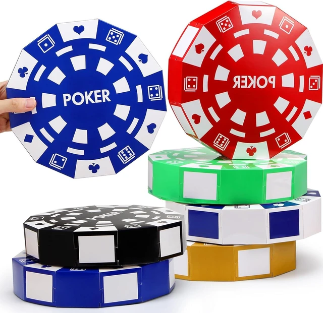 Alt view image 7 of 12 - Silipull 12 Pcs Casino Theme Party Decorations 9 Inch Large Poker Chip Favor Boxes Jumbo Chip Table Centerpiece for Game Night New Year Prom Party Supplies, Multicolor