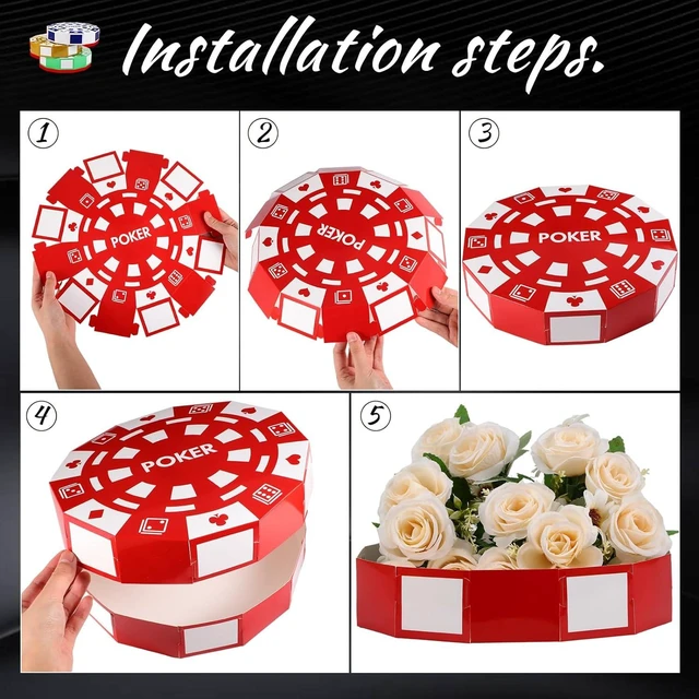 Alt view image 11 of 12 - Silipull 12 Pcs Casino Theme Party Decorations 9 Inch Large Poker Chip Favor Boxes Jumbo Chip Table Centerpiece for Game Night New Year Prom Party Supplies, Multicolor