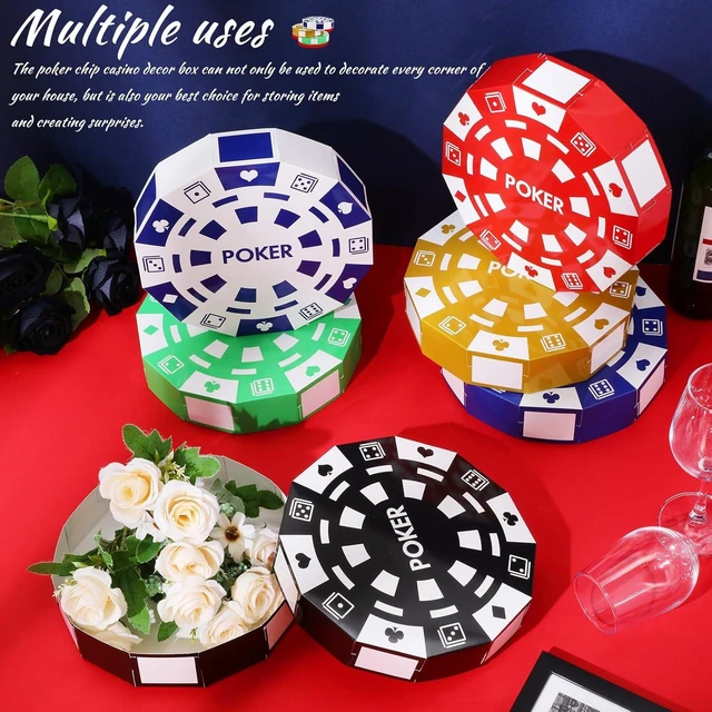 Alt view image 10 of 12 - Silipull 12 Pcs Casino Theme Party Decorations 9 Inch Large Poker Chip Favor Boxes Jumbo Chip Table Centerpiece for Game Night New Year Prom Party Supplies, Multicolor