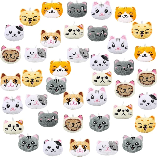 Alt view image 7 of 12 - Libima 40 Pcs Mini Stuffed Animals Sea Animal Fruit Plush Keychain Set for Carnival Birthday Classroom Prizes Decoration for Clothes (Cat)