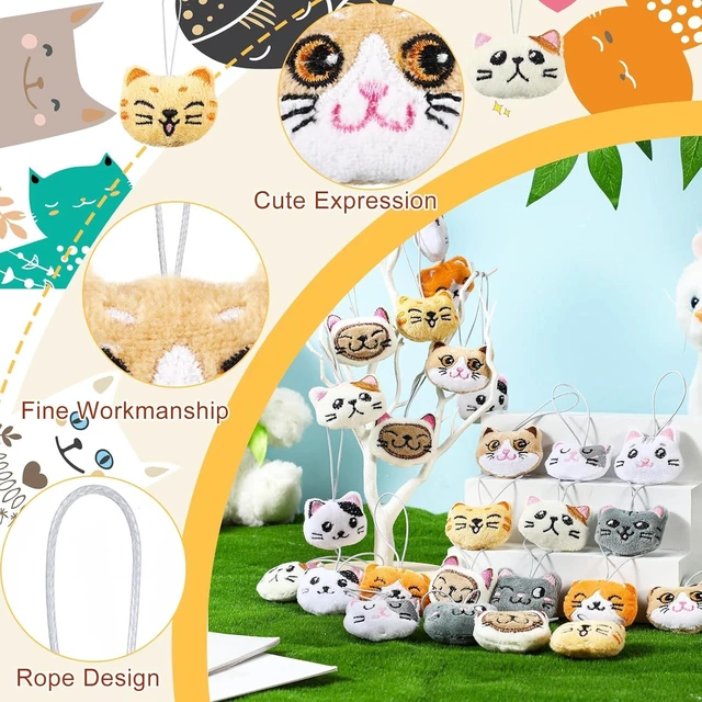Alt view image 9 of 12 - Libima 40 Pcs Mini Stuffed Animals Sea Animal Fruit Plush Keychain Set for Carnival Birthday Classroom Prizes Decoration for Clothes (Cat)