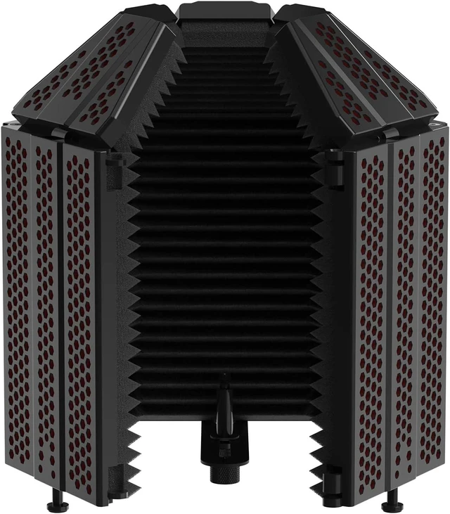 Alt view image 8 of 14 - XTUGA MIS02 Recording Microphone Isolation Shield, 5 Panels Soundproof Foam | High Density Pop Filter,Top Enclosed Foldable Soundproof Cover for Condenser Mic Home Studio Equipment,Podcast Recording