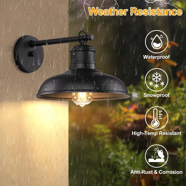 Alt view image 11 of 14 - 2-Pack Outdoor Wall Lights, Vintage Black Wall Sconces, Exterior Farmhouse Barn Light Fixtures, Indoor Wall Mount Lighting Fixtures, Anti-Rust Waterproof Exterior Light for Patio Porch Doorway Garage