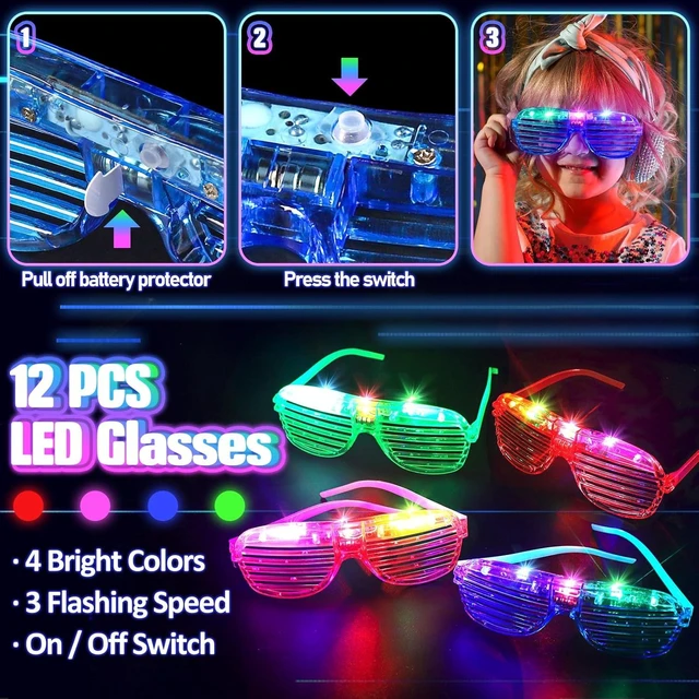 Alt view image 11 of 14 - 150PCS Glow in the Dark Party Supplies for Kids Adults, Light Up Party Favors with Light Up Glasses, Headband, Rings, 100 Glow Sticks Bulk Party Pack DIY Glow Necklaces Bracelets, Neon Party Supplies