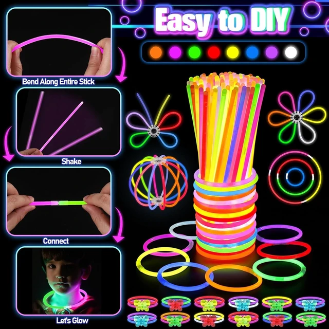 Alt view image 10 of 14 - 150PCS Glow in the Dark Party Supplies for Kids Adults, Light Up Party Favors with Light Up Glasses, Headband, Rings, 100 Glow Sticks Bulk Party Pack DIY Glow Necklaces Bracelets, Neon Party Supplies