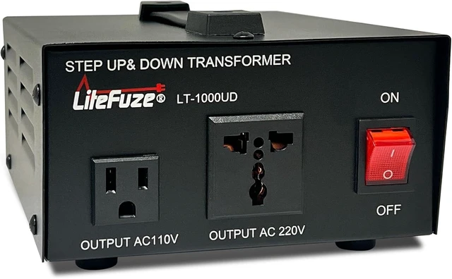 Alt view image 8 of 14 - LiteFuze 1000 Watt Voltage Converter Transformer Step Up/Down - 110v to 220v / 220v to 110v Power Converter - Fully USA Grounded Cord - Universal Outlet Socket, 2x US Outlets - CE Certified