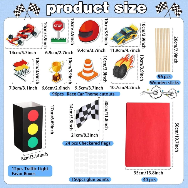 Alt view image 9 of 14 - 12 Sets Race Car Birthday Party Decorations Race Car Centerpieces for Tables with Traffic Boxes Themed Baby Shower Decoration Cutouts Checkered Flags for Birthday Theme Party Supplies