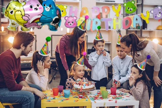 Alt view image 10 of 14 - LUV HER Care Bears Birthday Decorations 31pc Room Decorations Original Care Bears Party Supplies: Party Hats Birthday Banners Balloons Rainbow Party Favor Baby Shower Gender Reveal Decor 3+