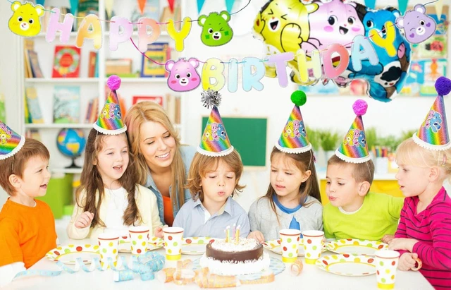 Alt view image 11 of 14 - LUV HER Care Bears Birthday Decorations 31pc Room Decorations Original Care Bears Party Supplies: Party Hats Birthday Banners Balloons Rainbow Party Favor Baby Shower Gender Reveal Decor 3+
