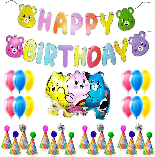Alt view image 9 of 14 - LUV HER Care Bears Birthday Decorations 31pc Room Decorations Original Care Bears Party Supplies: Party Hats Birthday Banners Balloons Rainbow Party Favor Baby Shower Gender Reveal Decor 3+