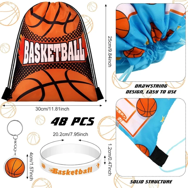 Alt view image 8 of 12 - Talltalk 48 Pcs Basketball Party Favors Gifts Sets Kids Basketball Team Gifts 16 Sets Goodie Bags Stuffers Drawstring Candy Snack Bag Motivational Wristband Sport Keychains for Birthday Party Supplies