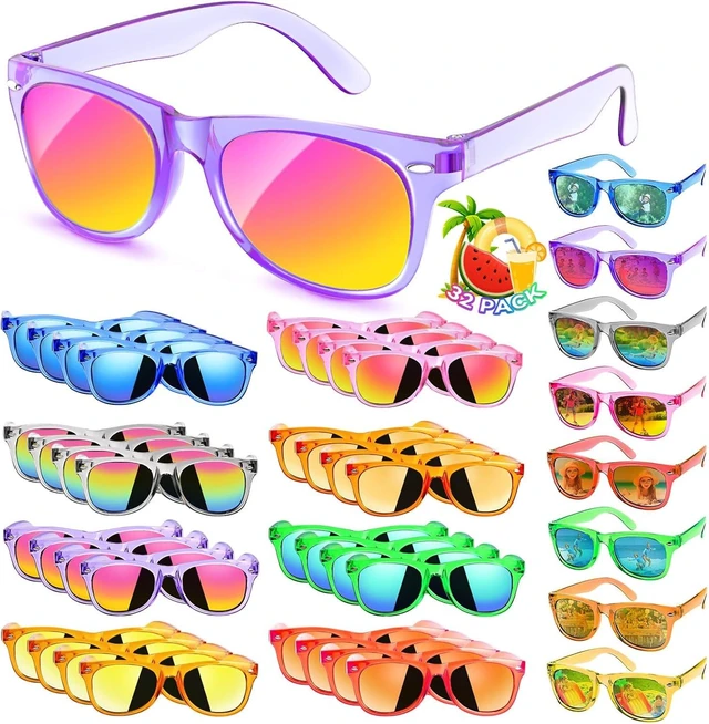 Alt view image 8 of 14 - Kids Sunglasses Party Favors Bulk - 32Packs Goodie Bags Stuffers for Kids 3-8, Boys Girls Neon Sunglass with UV400 Protection for Kid Birthday Party, Pool Party Supplies, End of Year Student Gifts