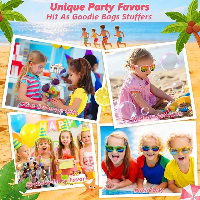 Alt view image 12 of 14 - Kids Sunglasses Party Favors Bulk - 32Packs Goodie Bags Stuffers for Kids 3-8, Boys Girls Neon Sunglass with UV400 Protection for Kid Birthday Party, Pool Party Supplies, End of Year Student Gifts