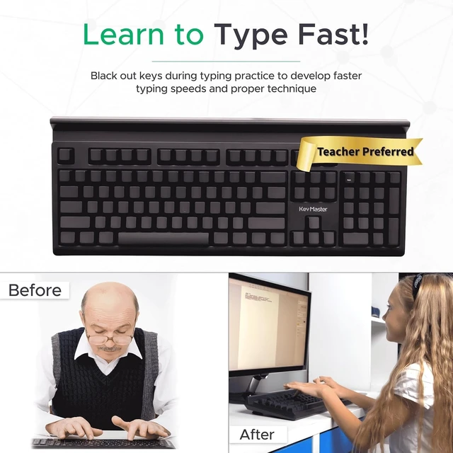 Alt view image 10 of 14 - Keymaster Learn to Type Keyboard; Typing Practice with Show or Hide Keys; Blank Key Caps; Teach Students to Touch Type; Keymaster Mechanical Training Tool; Better Than Keyboard Cover or Skin