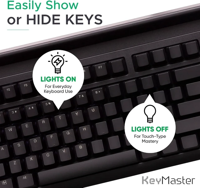 Alt view image 9 of 14 - Keymaster Learn to Type Keyboard; Typing Practice with Show or Hide Keys; Blank Key Caps; Teach Students to Touch Type; Keymaster Mechanical Training Tool; Better Than Keyboard Cover or Skin