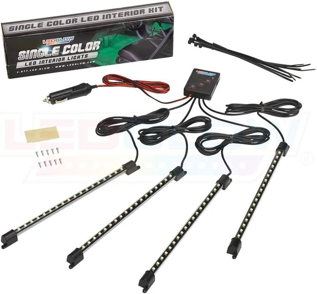 Alt view image 12 of 12 - LEDGlow 4pc Red LED Interior Footwell Underdash Neon Lighting Kit for Cars & Trucks - 7 Unique Patterns - Music Mode - 8 Brightness Levels - Auto Illumination - Includes Cigarette Power Adapter