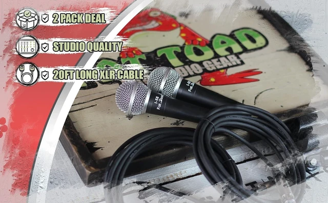 Alt view image 14 of 14 - Fat Toad Handheld Dynamic Mics (Live ResponsePRO Edition) 2-Pack Cardioid Vocal Microphones with Clips for DJ Karaoke, Studio Recording & Instruments