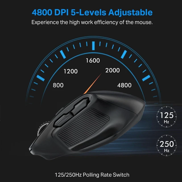 Alt view image 12 of 14 - E-YOOSO Large Wireless Mouse for Big Hands, X-31 Cordless Ergo Computer Mouse, 6 Buttons, 5-Level 4800 DPI, 18 Months Battery Life, for Laptop, PC, Chromebook (Bluetooth, 6)