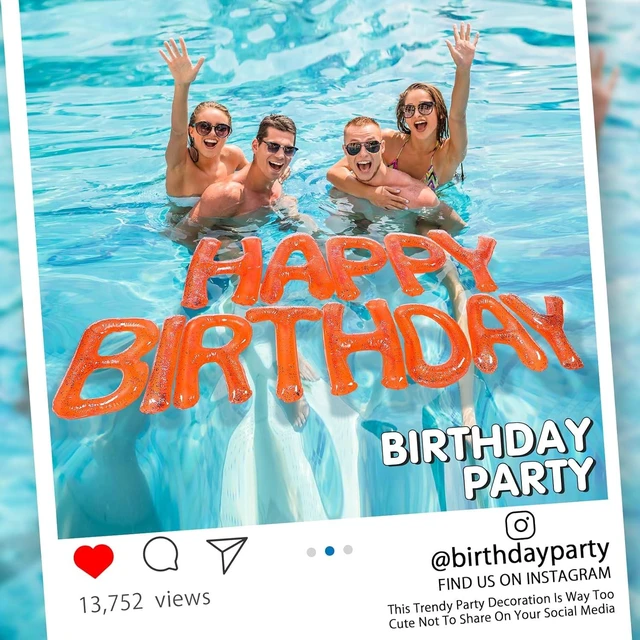 Alt view image 9 of 12 - Shappy Happy Birthday Pool Large Floating Letter Balloons with Adhesive Dots Inflatable Pool Decorations for Summer Birthday Party